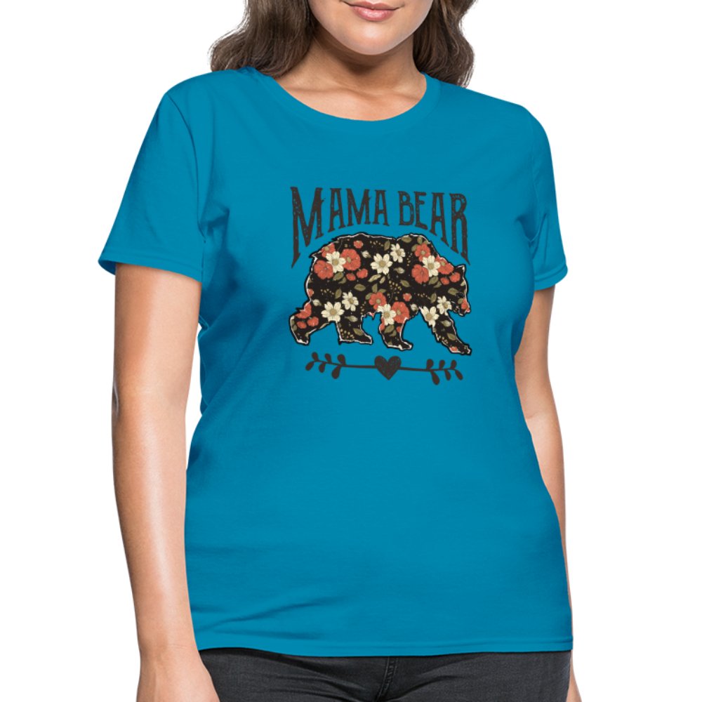 Mama Bear Women's T-Shirt (Floral Design) - turquoise