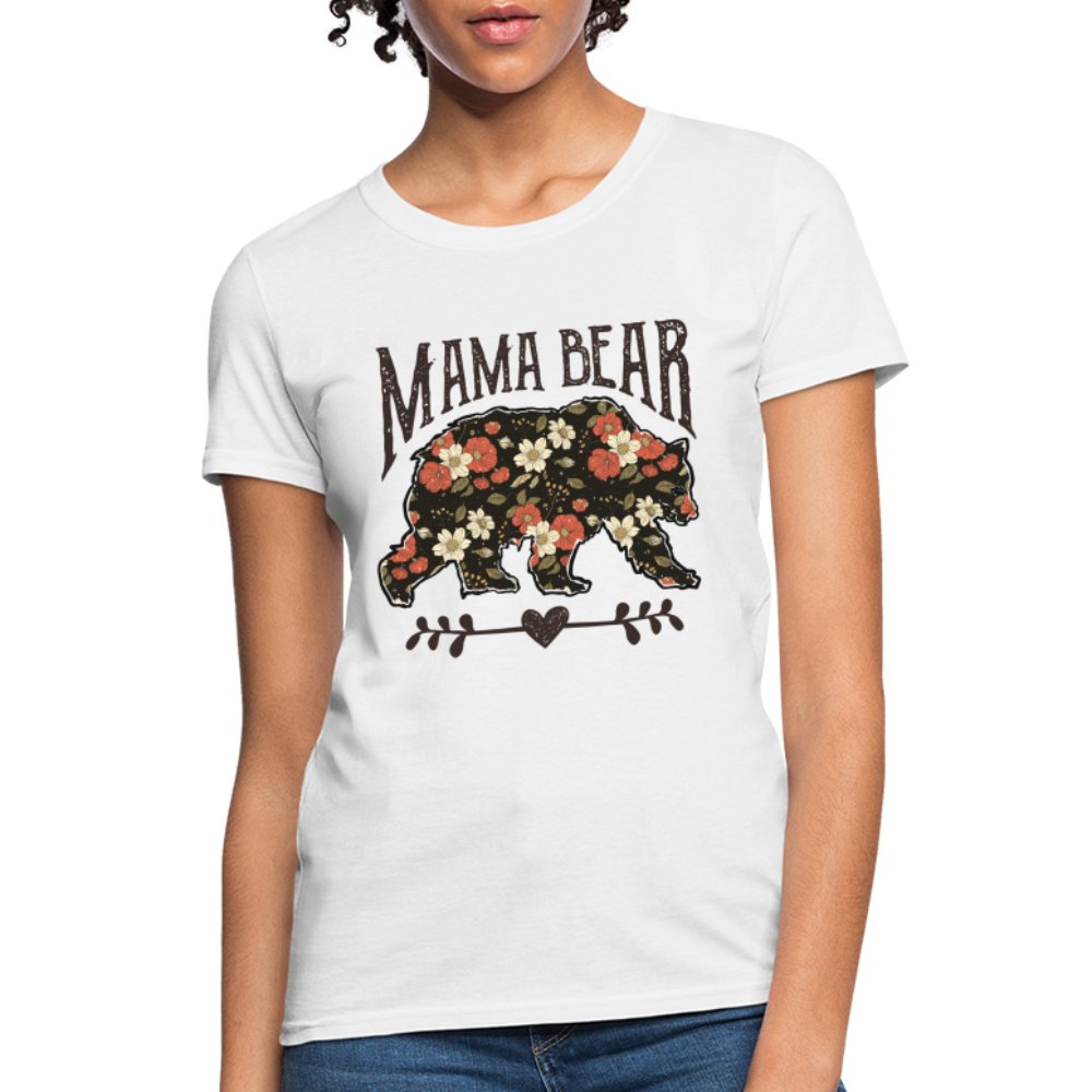 Mama Bear Women's T-Shirt (Floral Design) - white