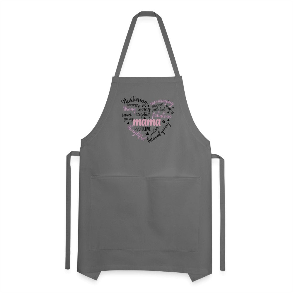 Mama Heart Adjustable Apron (Word Cloud) - charcoal