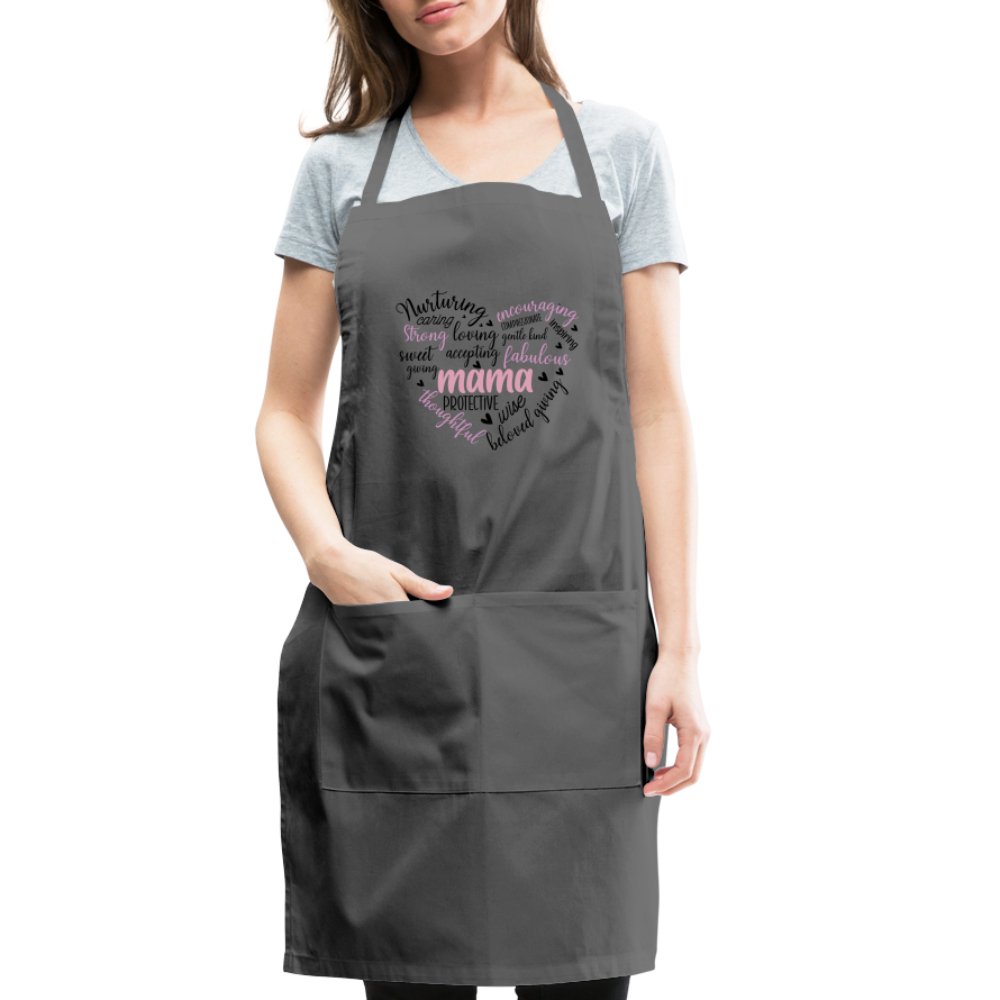 Mama Heart Adjustable Apron (Word Cloud) - natural