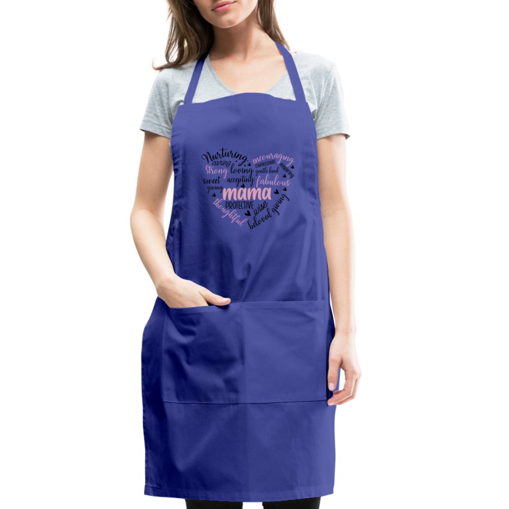 Mama Heart Adjustable Apron (Word Cloud) - red