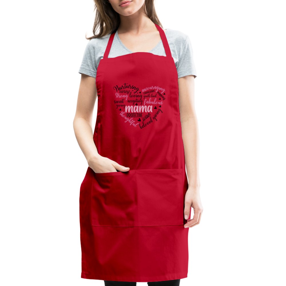 Mama Heart Adjustable Apron (Word Cloud) - white