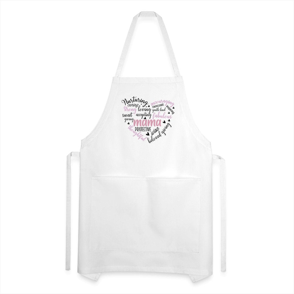 Mama Heart Adjustable Apron (Word Cloud) - white