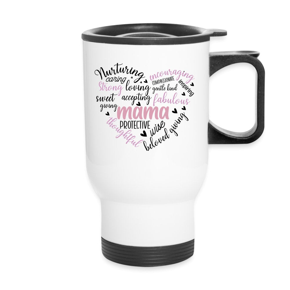 Mama Heart Travel Mug (Word Cloud) - One Size