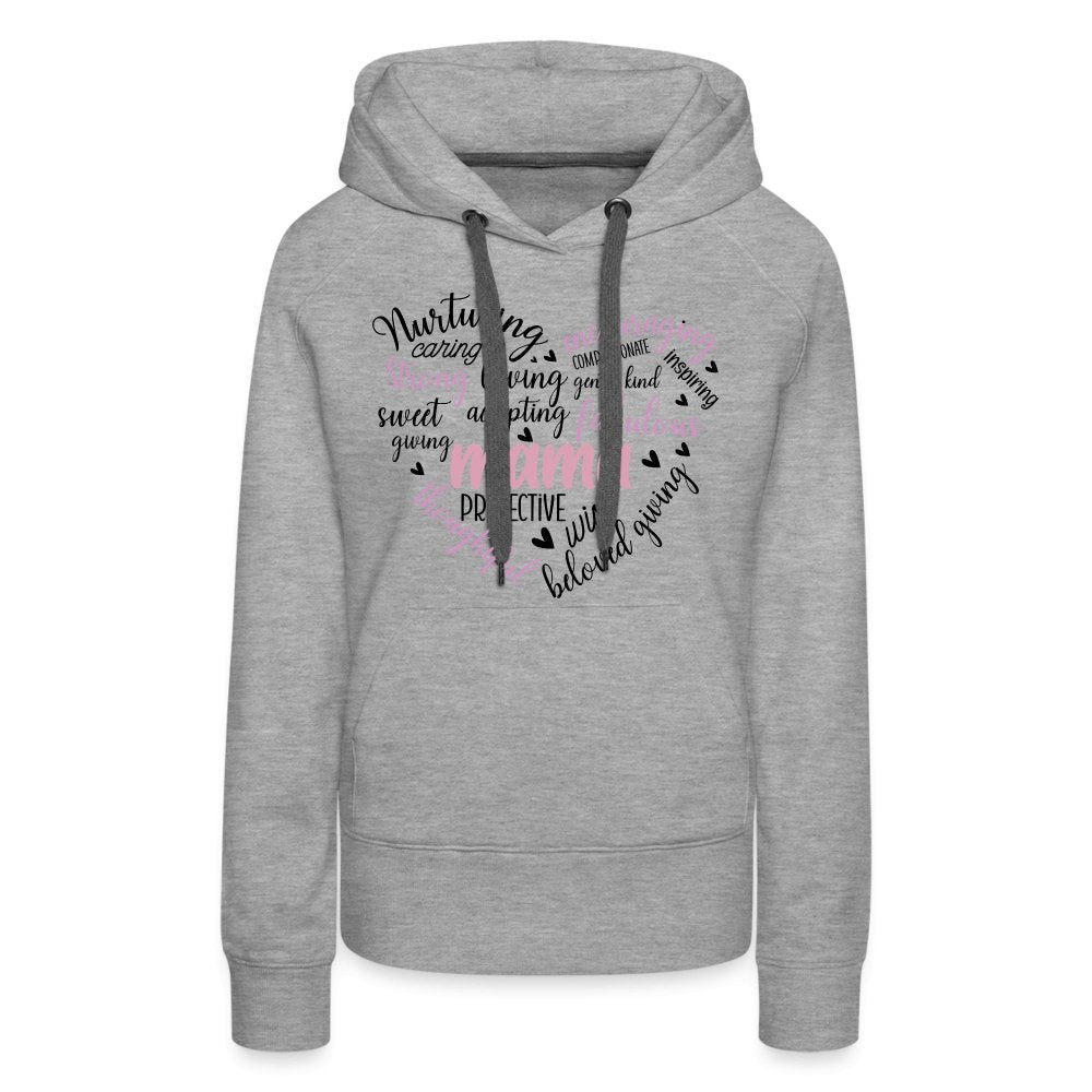 Mama Heart Women’s Premium Hoodie (Word Cloud) - heather grey