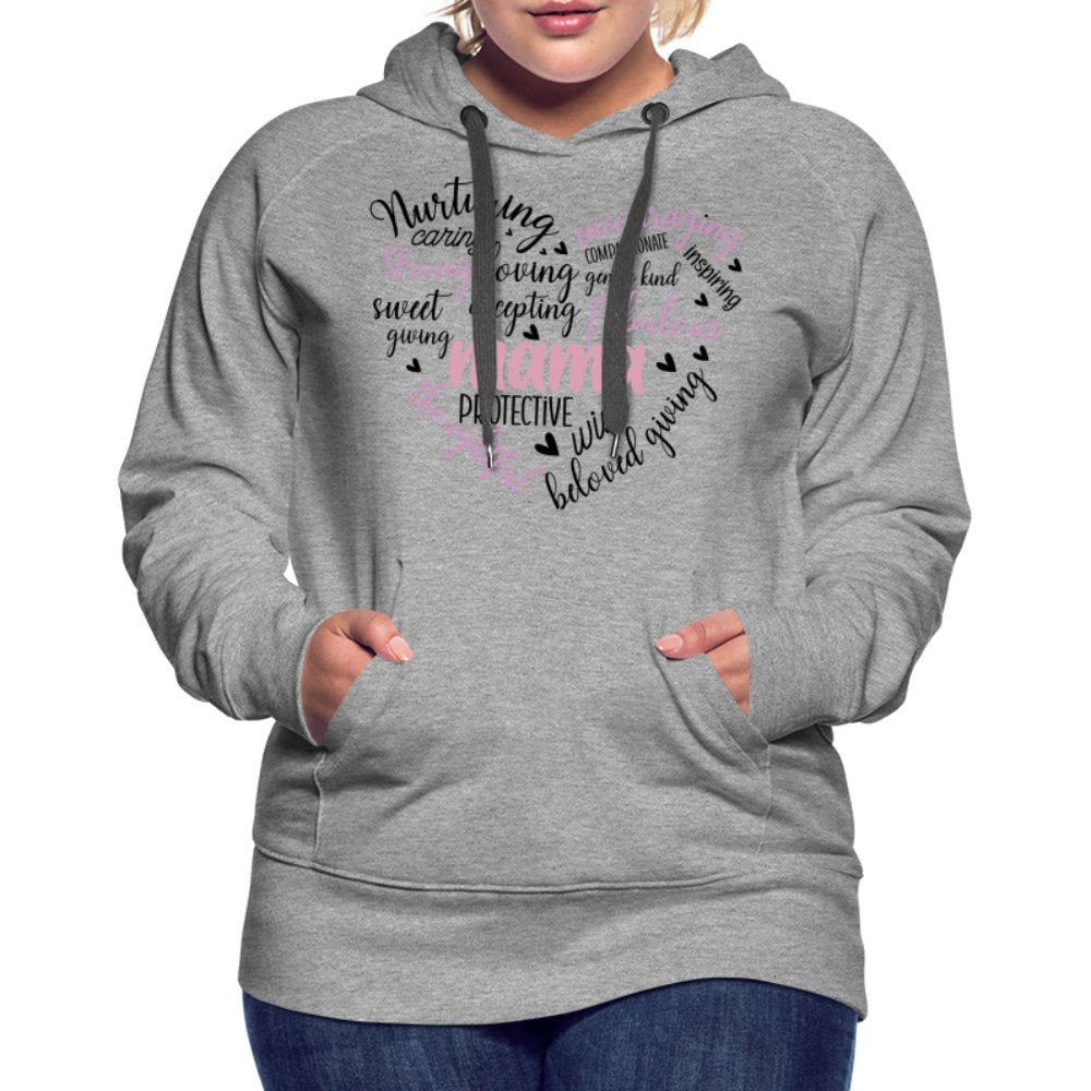 Mama Heart Women’s Premium Hoodie (Word Cloud) - heather grey