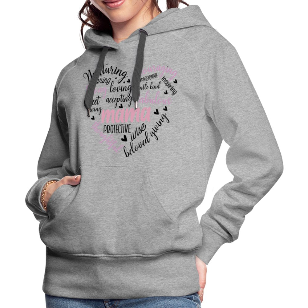 Mama Heart Women’s Premium Hoodie (Word Cloud) - heather grey