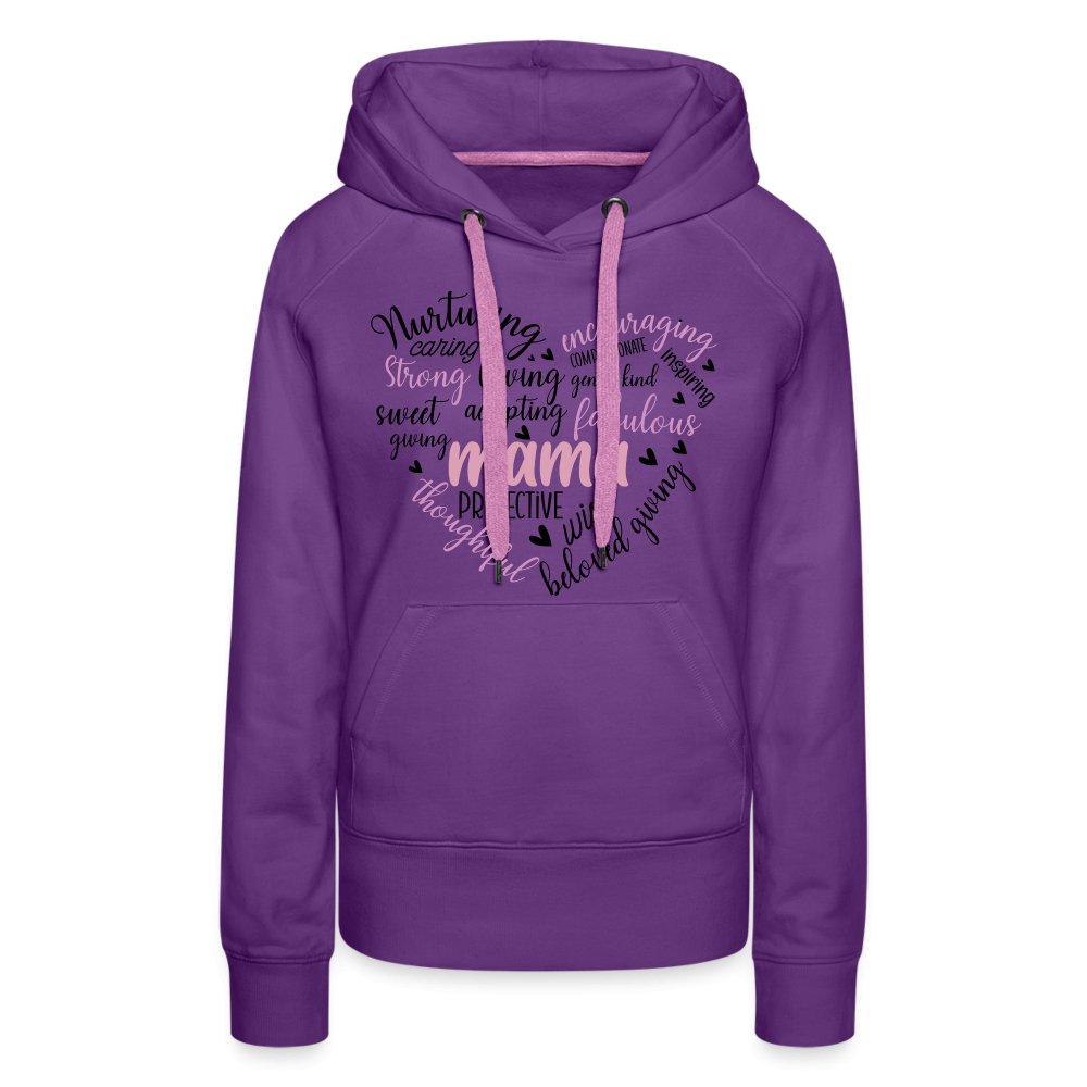 Mama Heart Women’s Premium Hoodie (Word Cloud) - purple