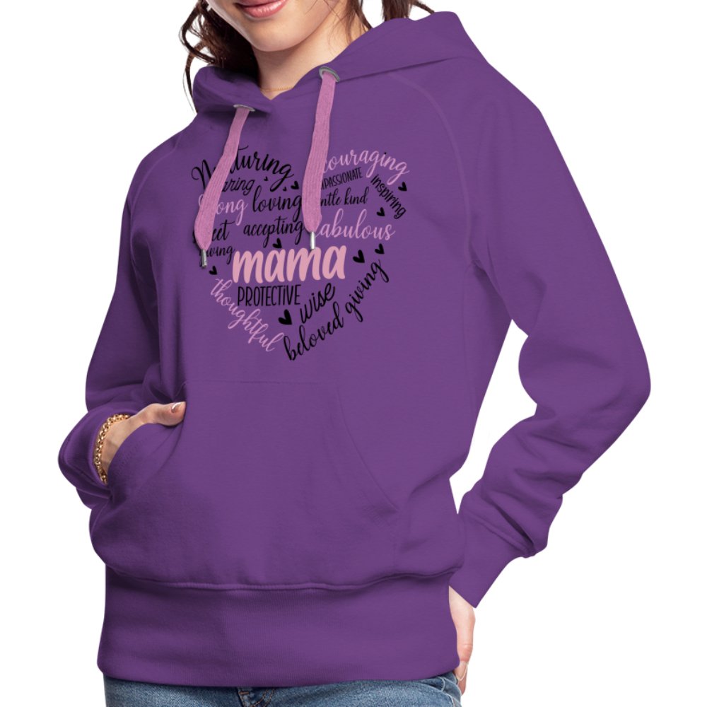 Mama Heart Women’s Premium Hoodie (Word Cloud) - purple