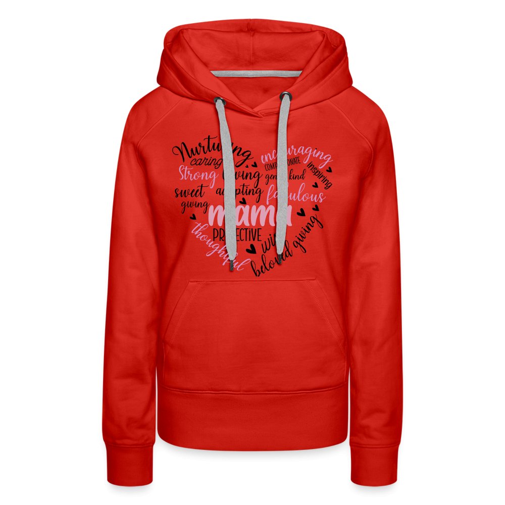 Mama Heart Women’s Premium Hoodie (Word Cloud) - red