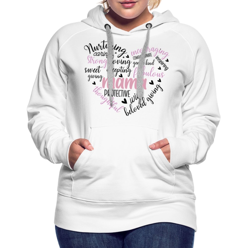 Mama Heart Women’s Premium Hoodie (Word Cloud) - white