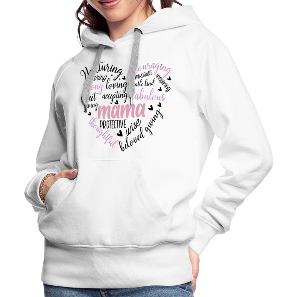 Mama Heart Women’s Premium Hoodie (Word Cloud) - white