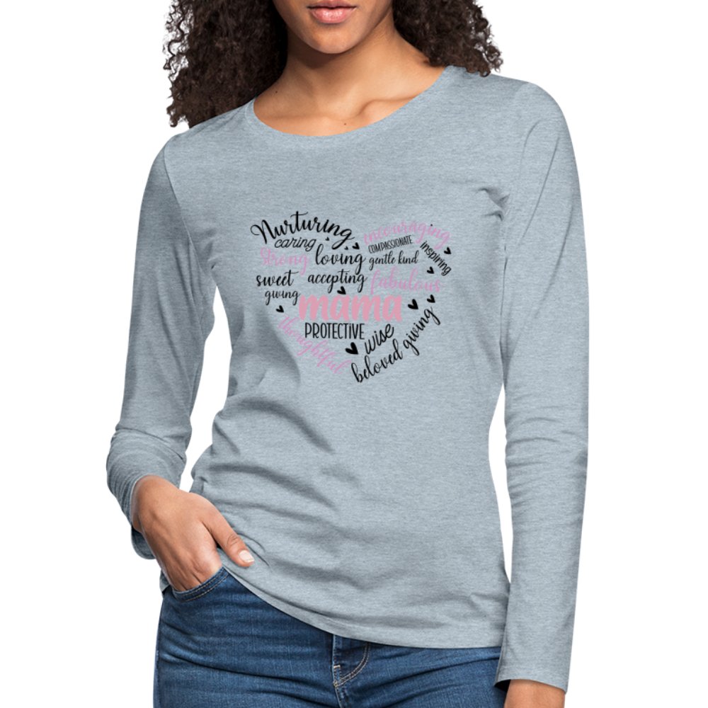 Mama Heart Women's Premium Long Sleeve T-Shirt (Word Cloud) - white