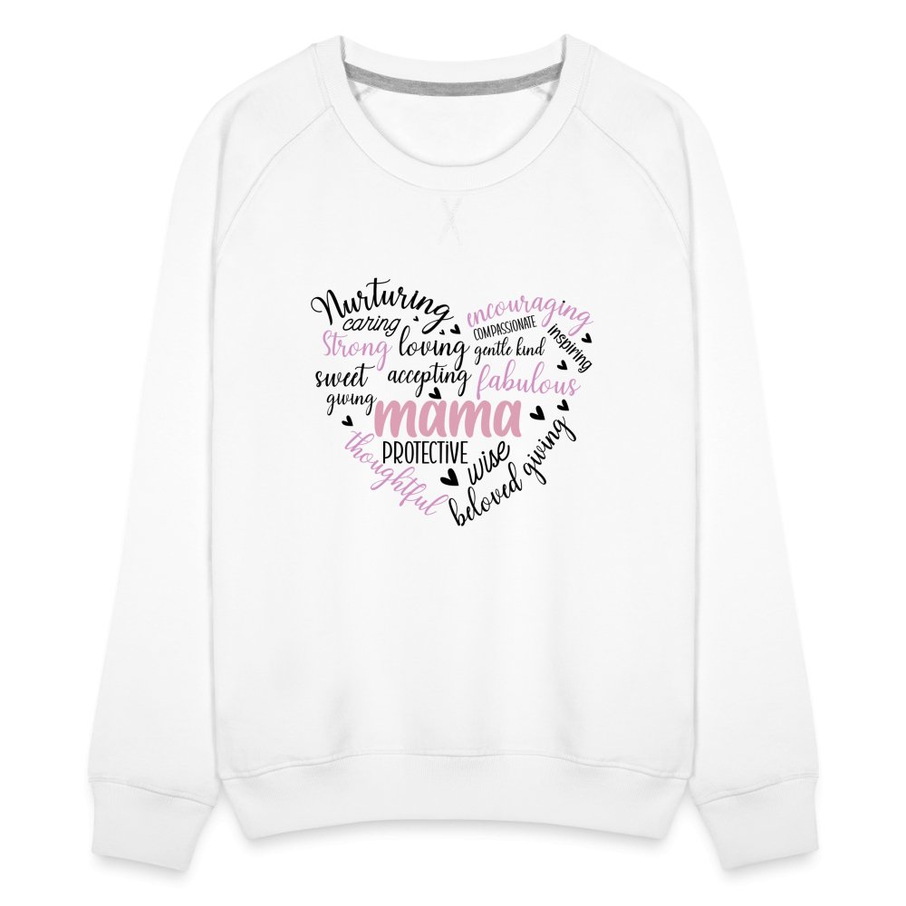 Mama Heart Women’s Premium Sweatshirt (Word Cloud) - white