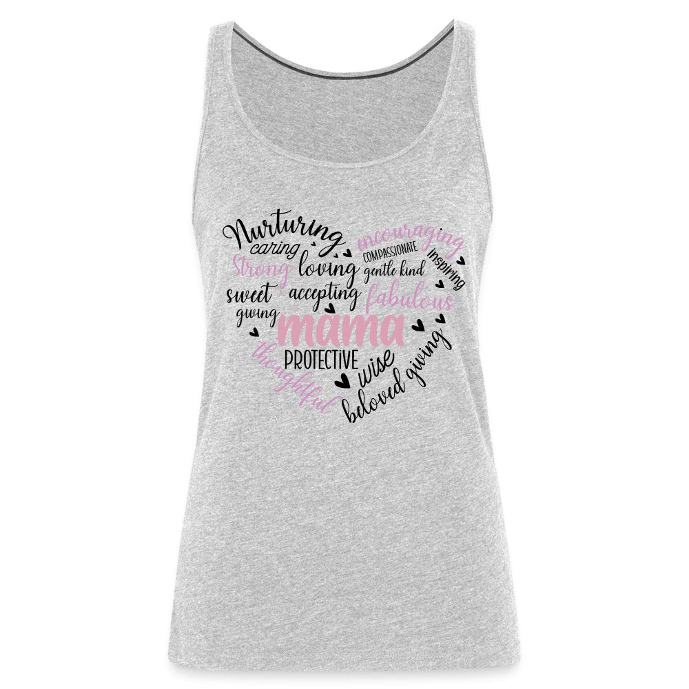 Mama Heart Women’s Premium Tank Top (Word Cloud) - heather gray