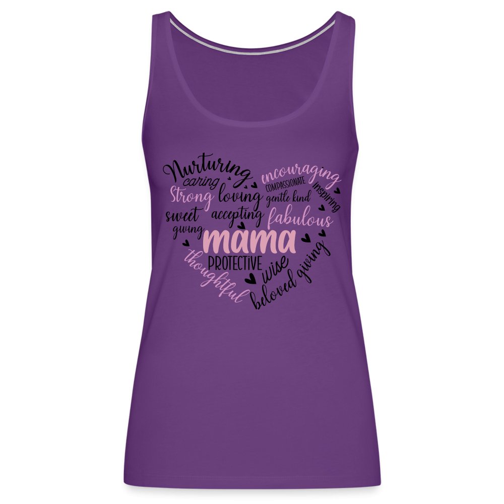 Mama Heart Women’s Premium Tank Top (Word Cloud) - purple