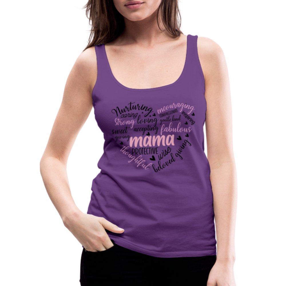 Mama Heart Women’s Premium Tank Top (Word Cloud) - purple