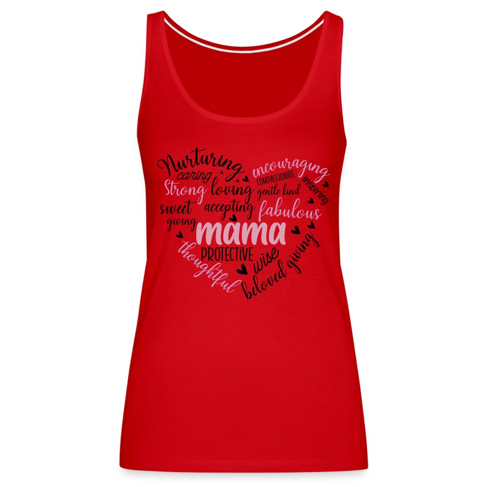 Mama Heart Women’s Premium Tank Top (Word Cloud) - red