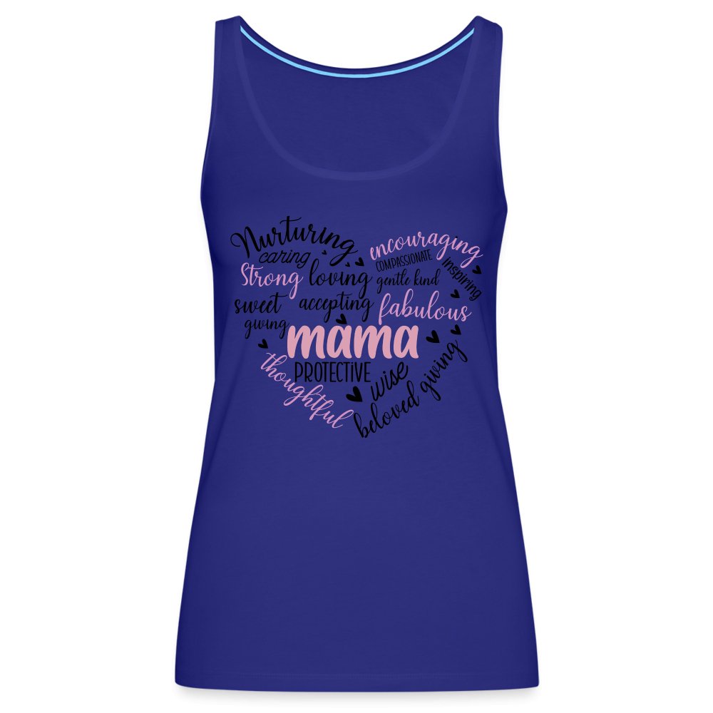 Mama Heart Women’s Premium Tank Top (Word Cloud) - royal blue