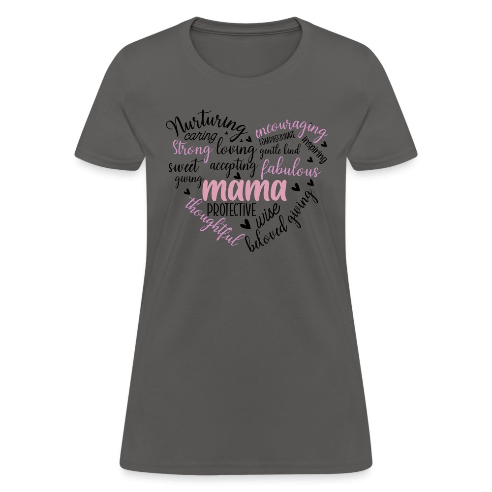 Mama Heart Women's T-Shirt (Word Cloud) - charcoal