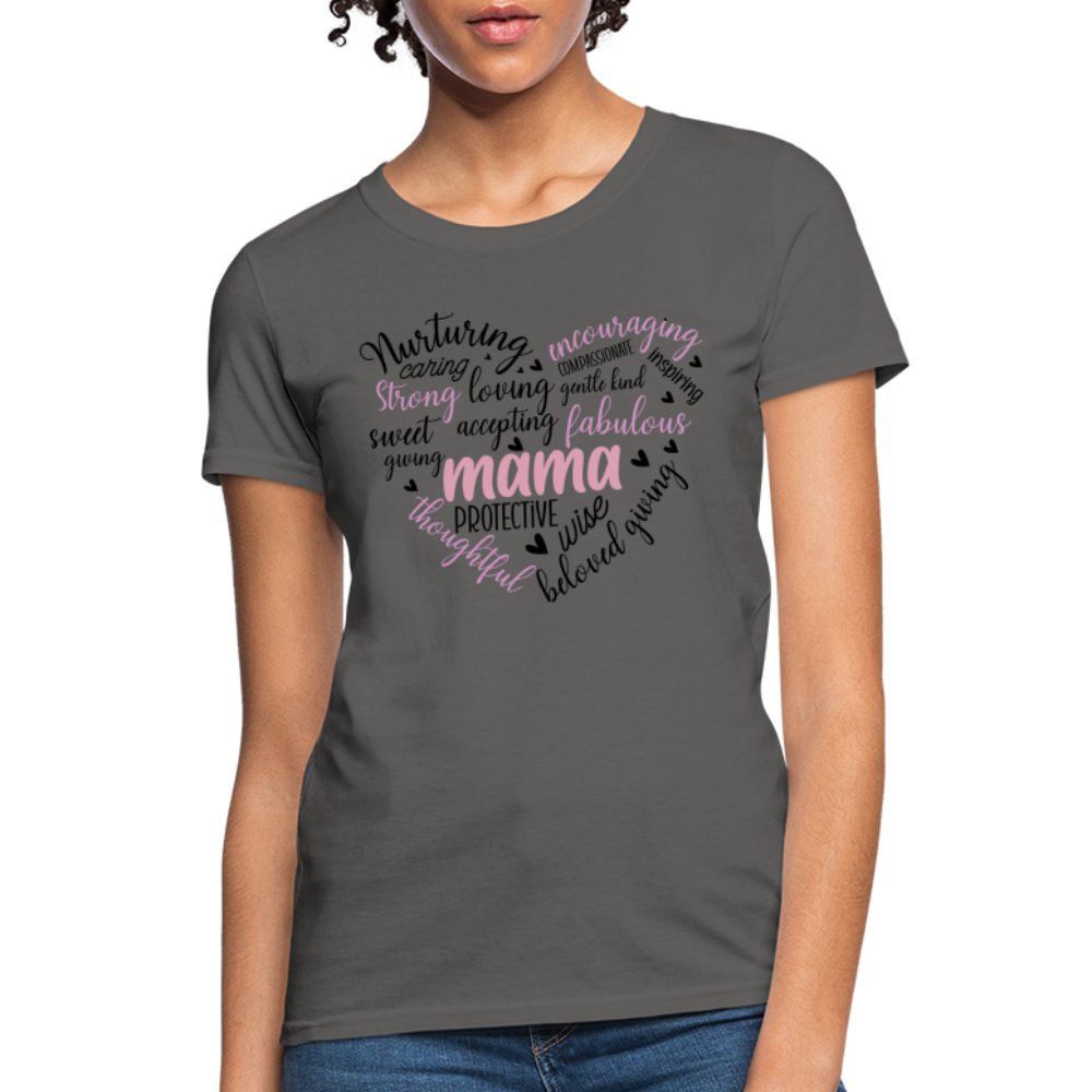 Mama Heart Women's T-Shirt (Word Cloud) - charcoal