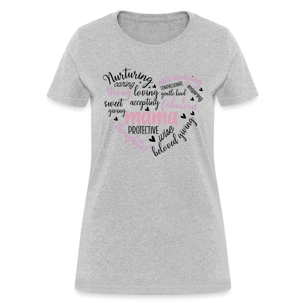 Mama Heart Women's T-Shirt (Word Cloud) - heather gray