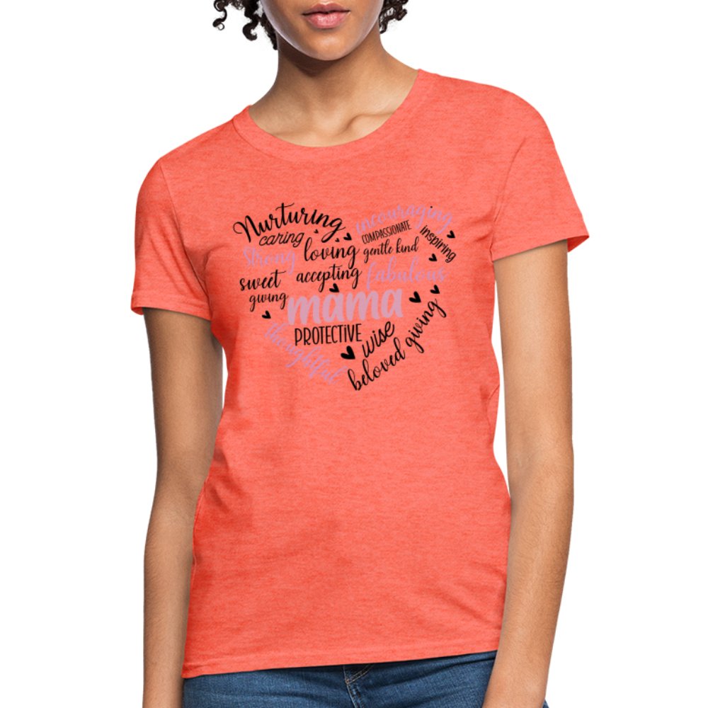 Mama Heart Women's T-Shirt (Word Cloud) - heather pink