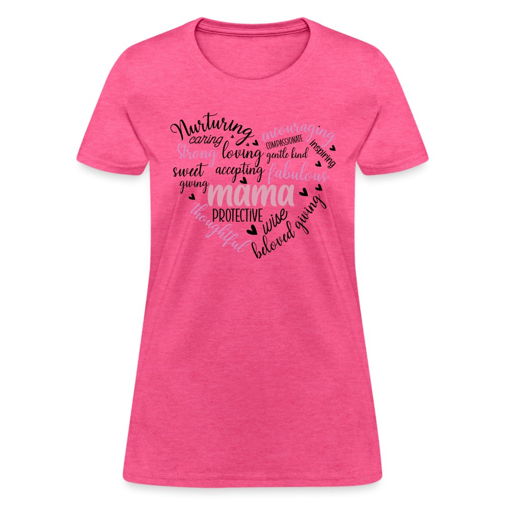 Mama Heart Women's T-Shirt (Word Cloud) - heather pink