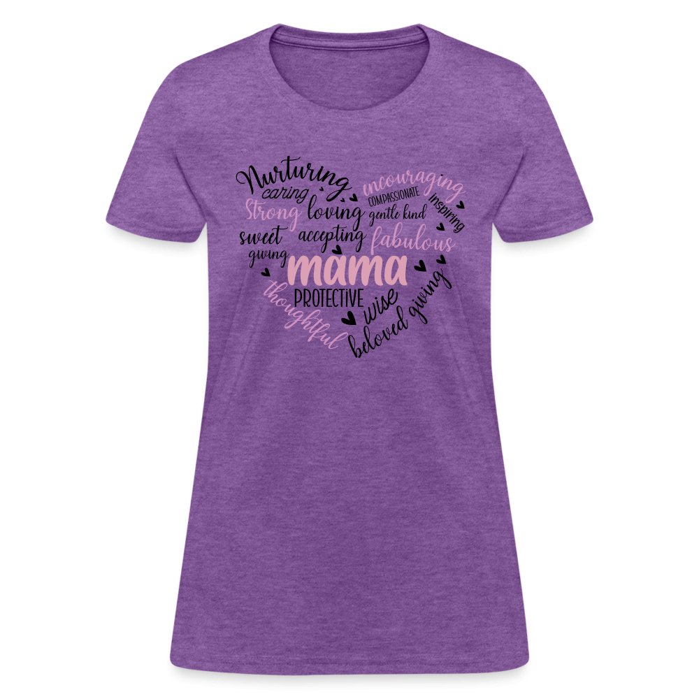 Mama Heart Women's T-Shirt (Word Cloud) - purple heather