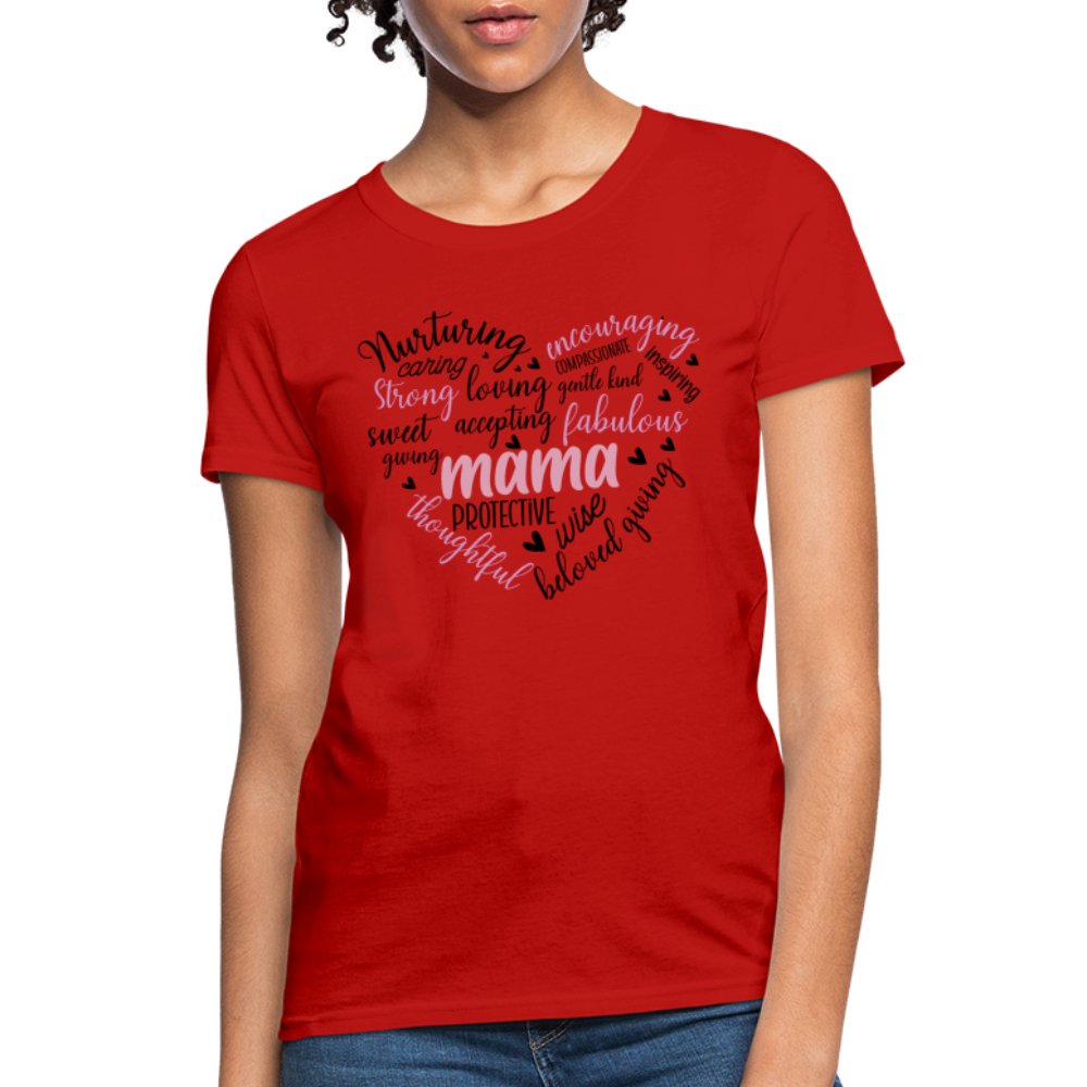 Mama Heart Women's T-Shirt (Word Cloud) - red