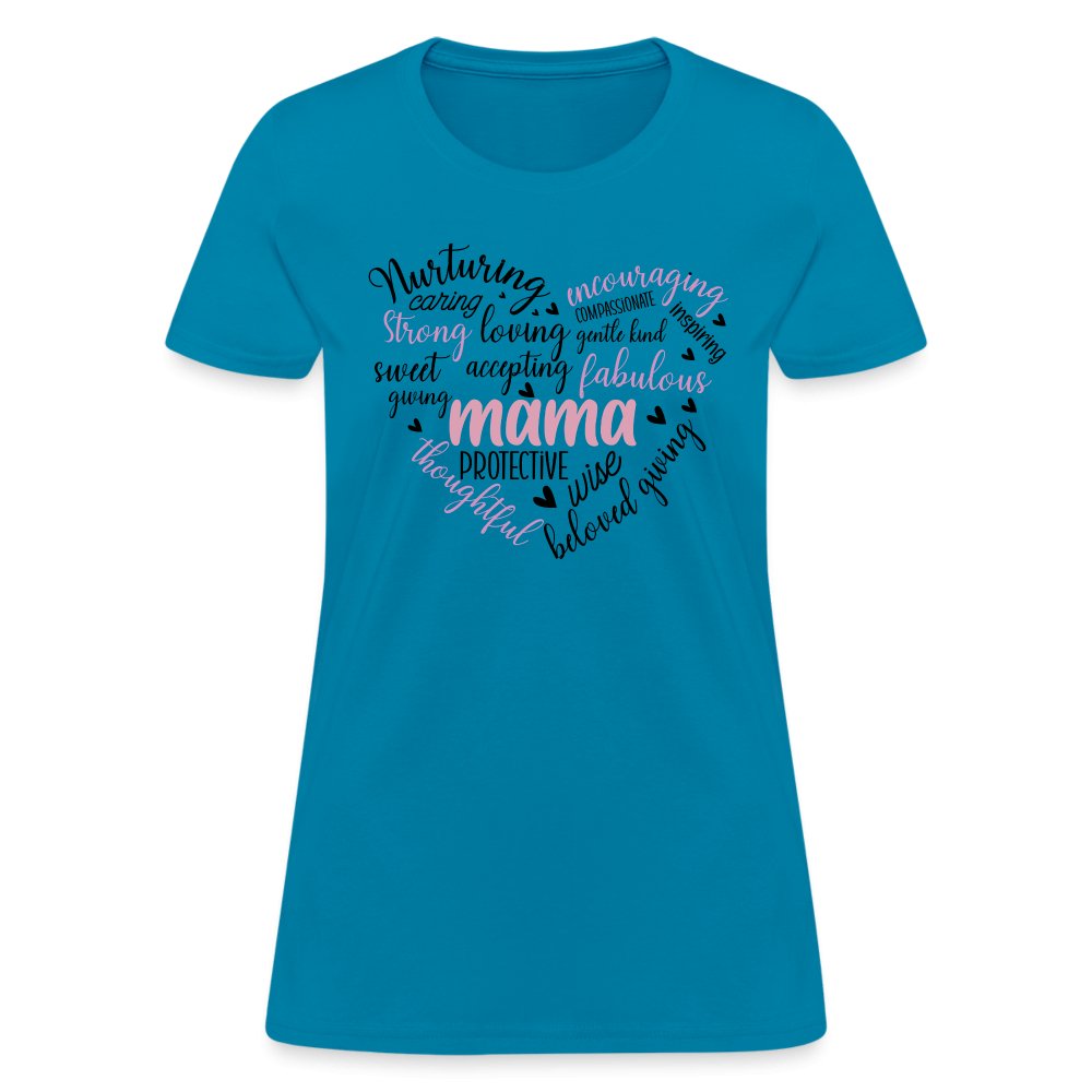 Mama Heart Women's T-Shirt (Word Cloud) - turquoise