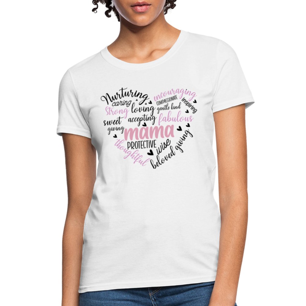 Mama Heart Women's T-Shirt (Word Cloud) - white