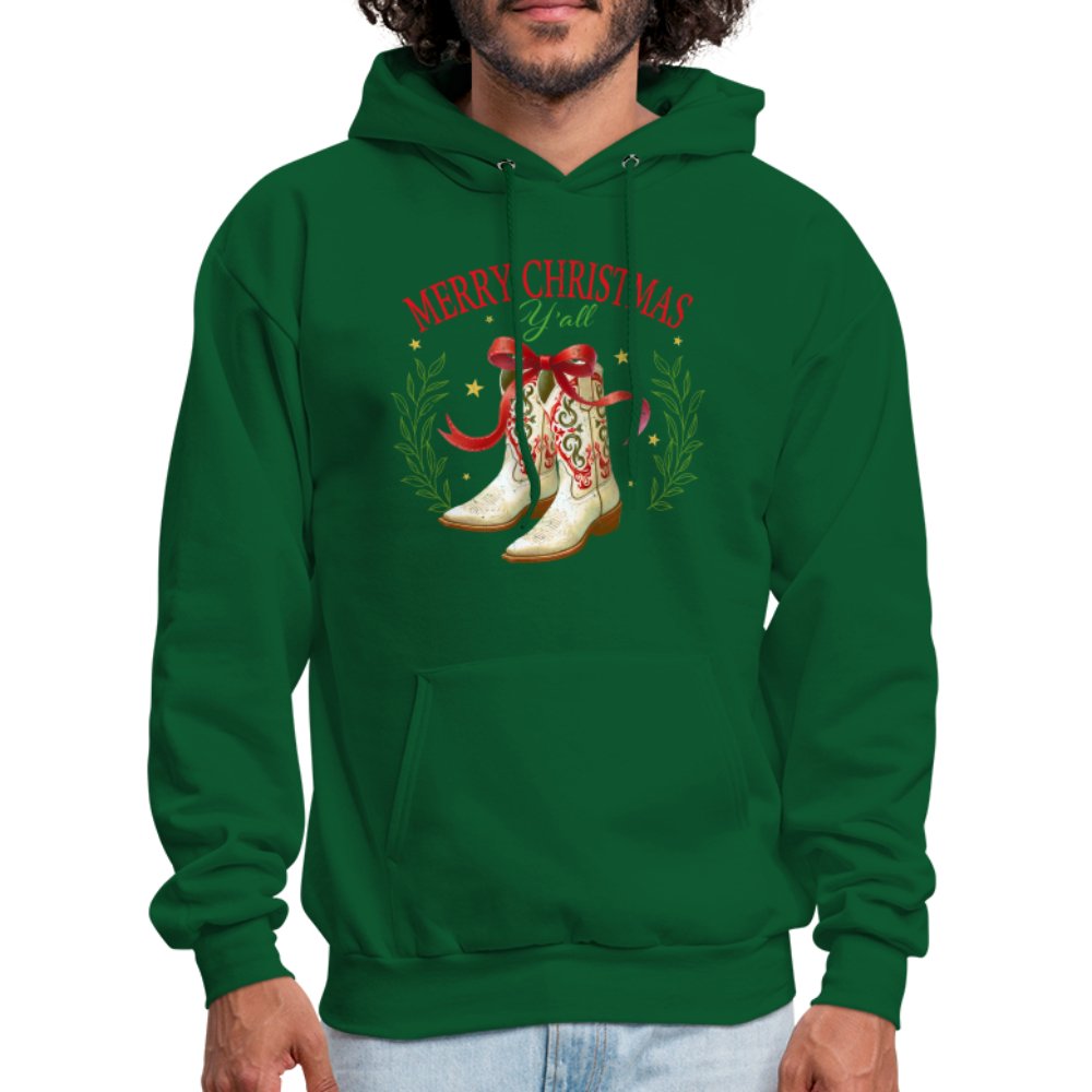 Merry Christmas Y'all (Country Christmas) Hoodie - forest green