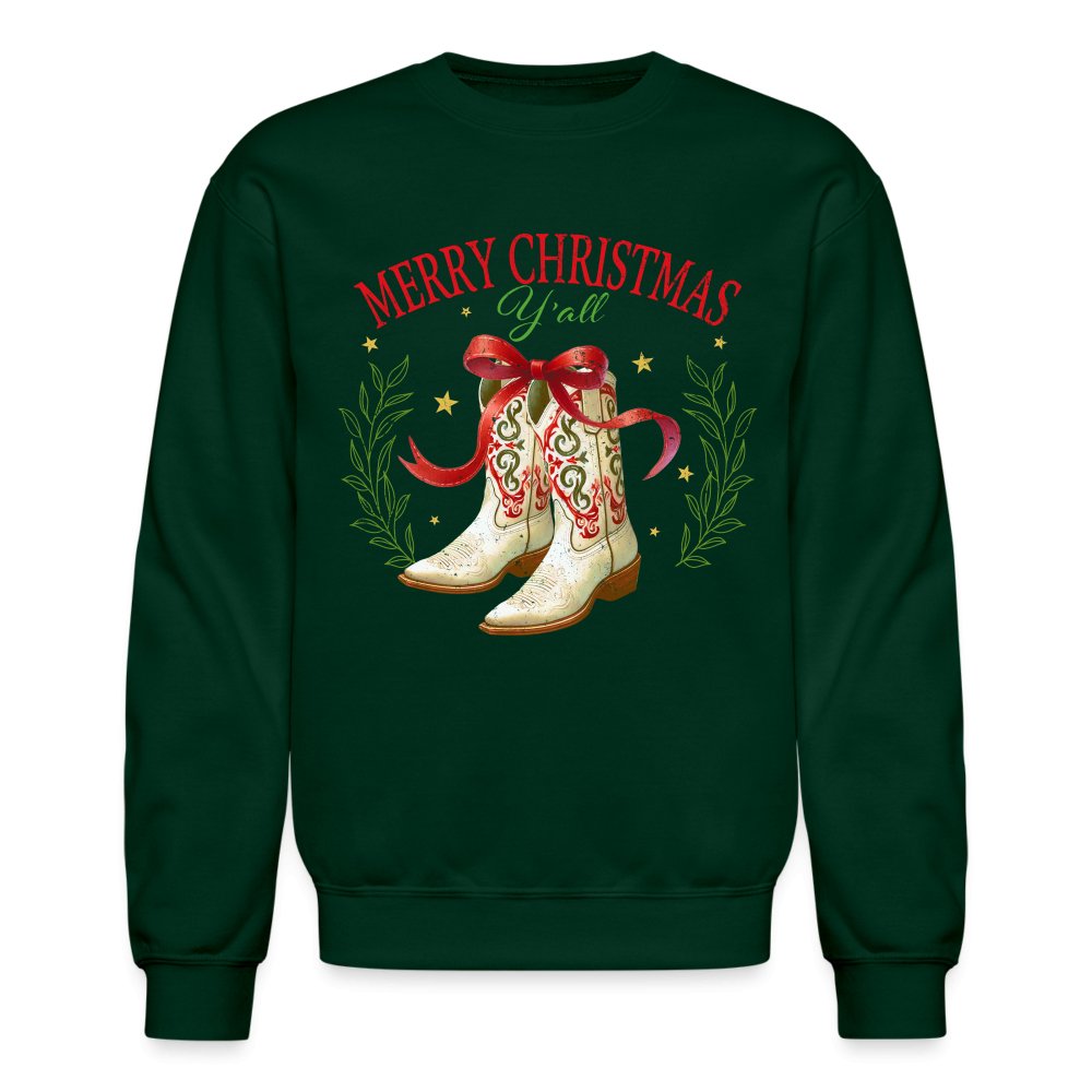 Merry Christmas Y'all (Country Christmas) Sweatshirt - forest green