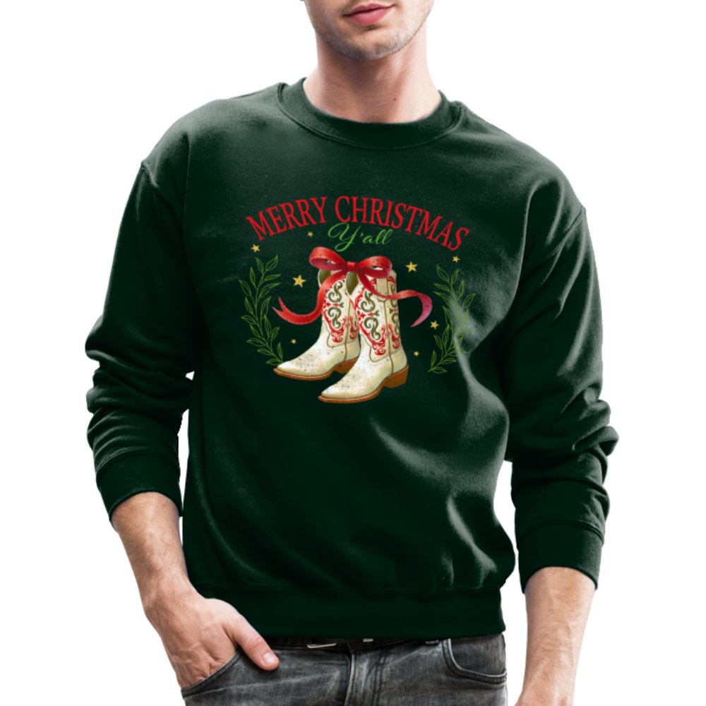 Merry Christmas Y'all (Country Christmas) Sweatshirt - forest green