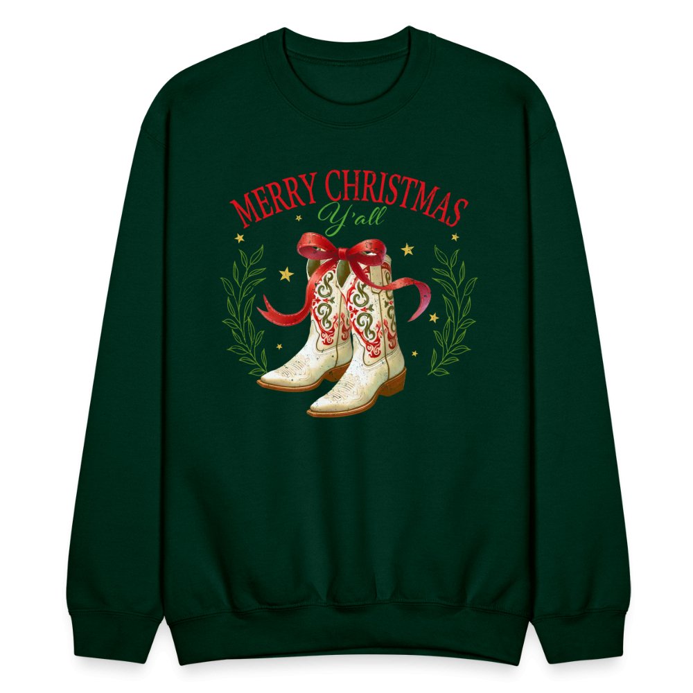 Merry Christmas Y'all (Country Christmas) Sweatshirt - forest green