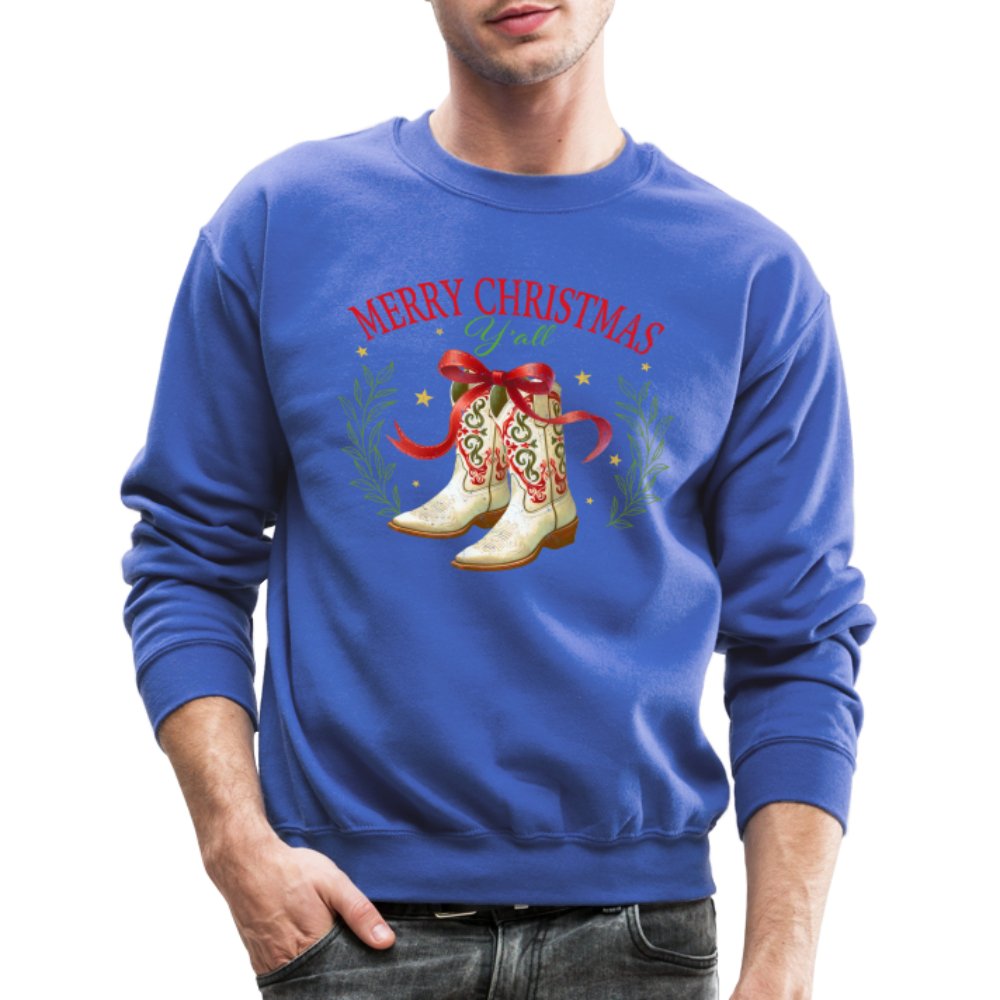 Merry Christmas Y'all (Country Christmas) Sweatshirt - royal blue