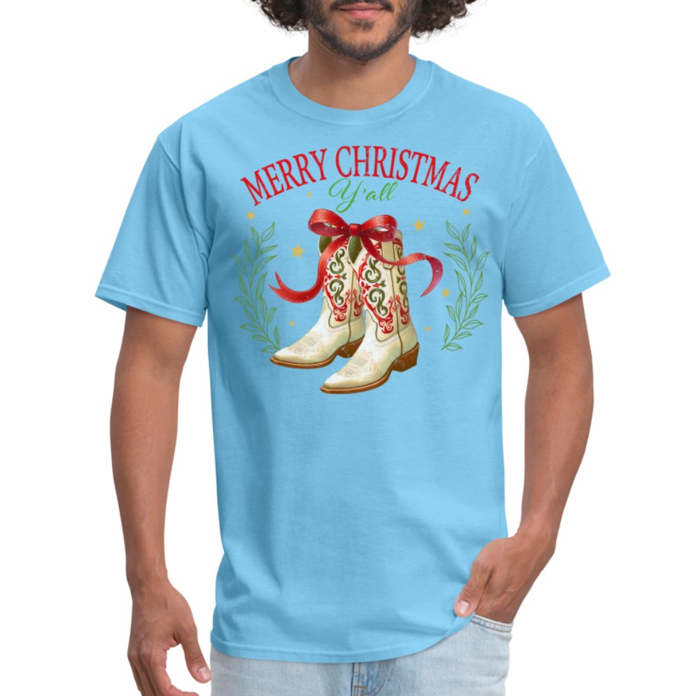 Merry Christmas Y'all (Country Christmas) T-Shirt - aquatic blue