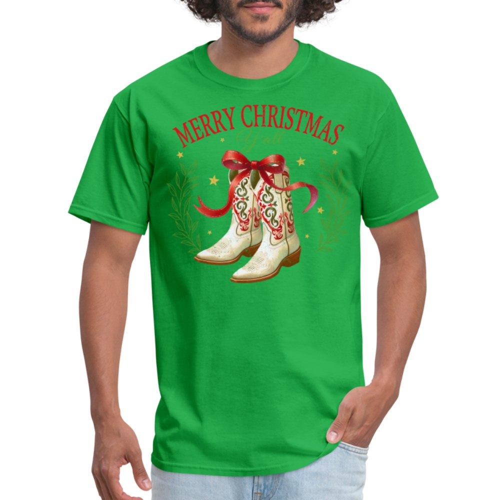 Merry Christmas Y'all (Country Christmas) T-Shirt - bright green