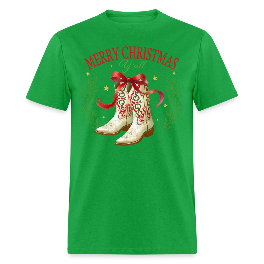 Merry Christmas Y'all (Country Christmas) T-Shirt - bright green