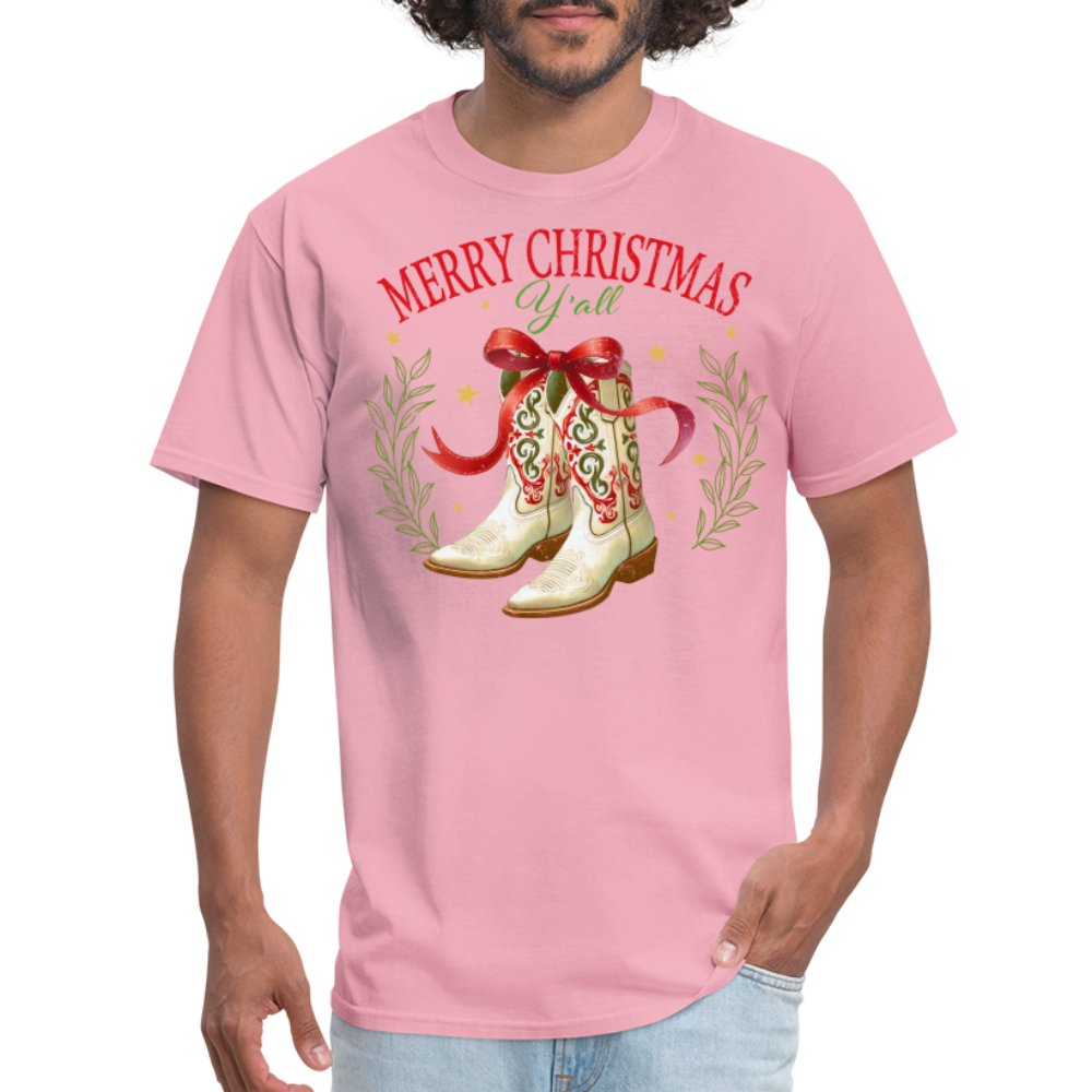 Merry Christmas Y'all (Country Christmas) T-Shirt - pink