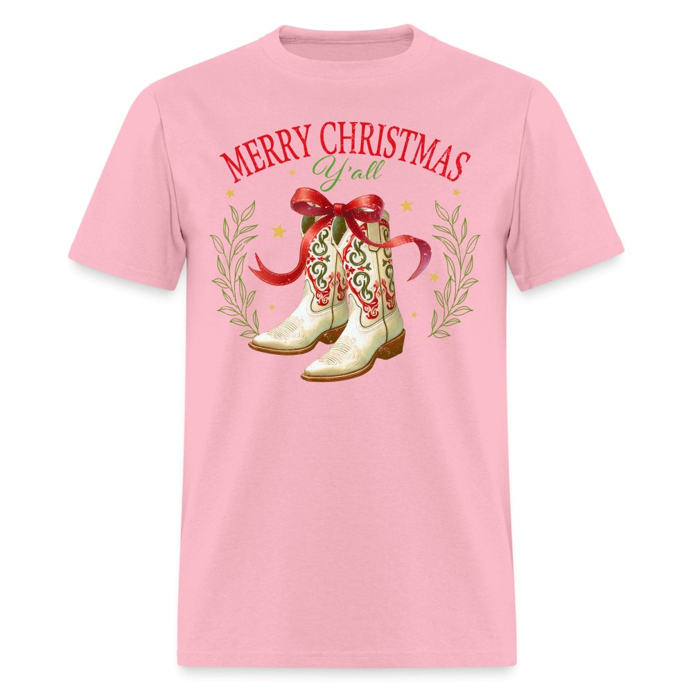 Merry Christmas Y'all (Country Christmas) T-Shirt - pink