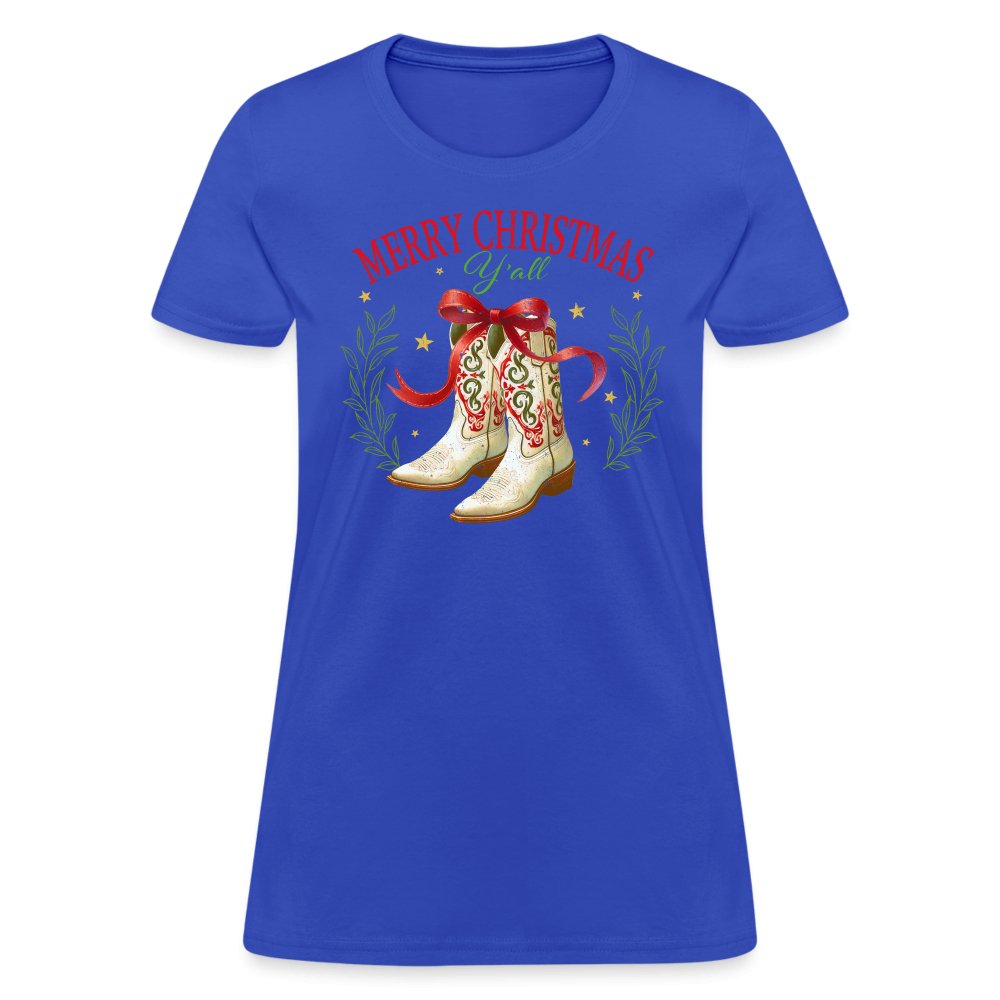 Merry Christmas Y'all (Country Christmas) Women's Contoured T-Shirt - royal blue