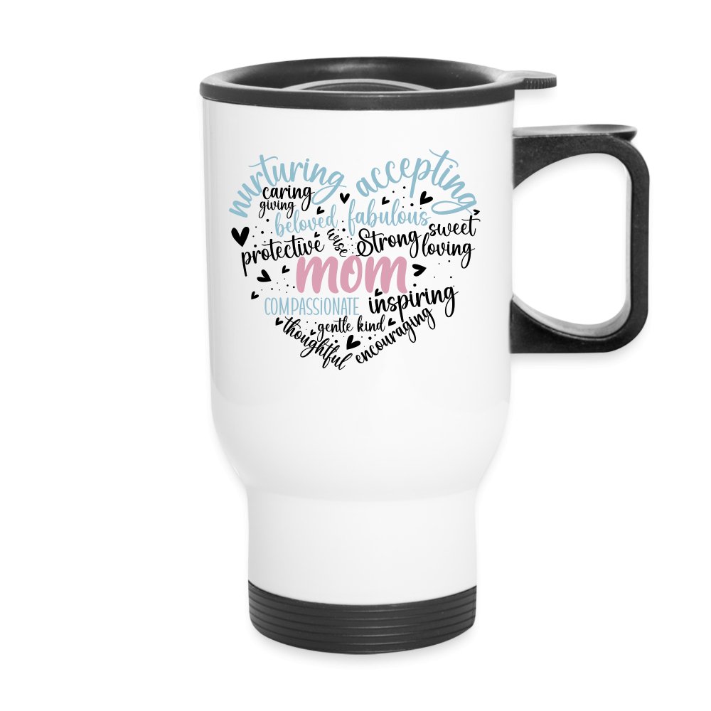 Mom Heart Travel Mug (Word Cloud) - One Size