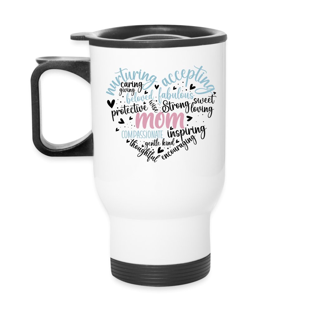 Mom Heart Travel Mug (Word Cloud) - One Size