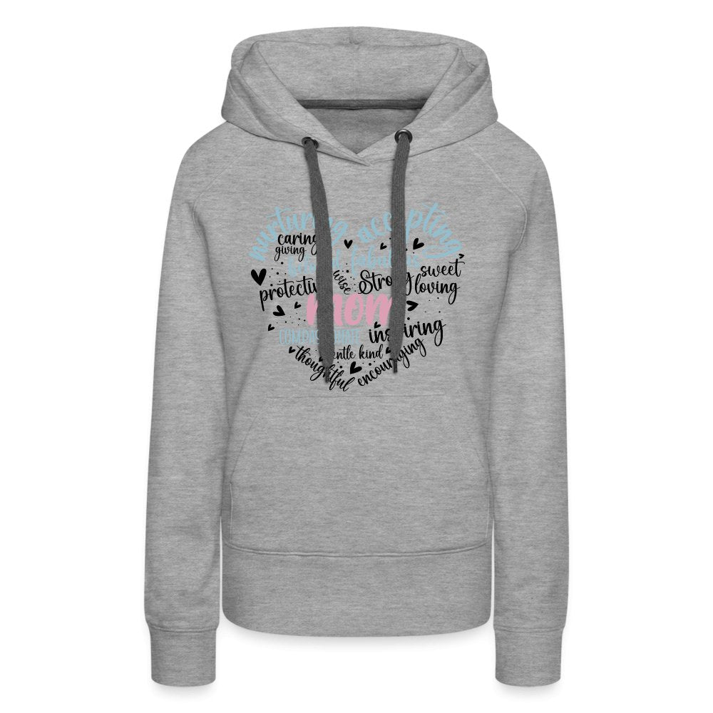 Mom Heart Women’s Premium Hoodie (Word Cloud) - heather grey