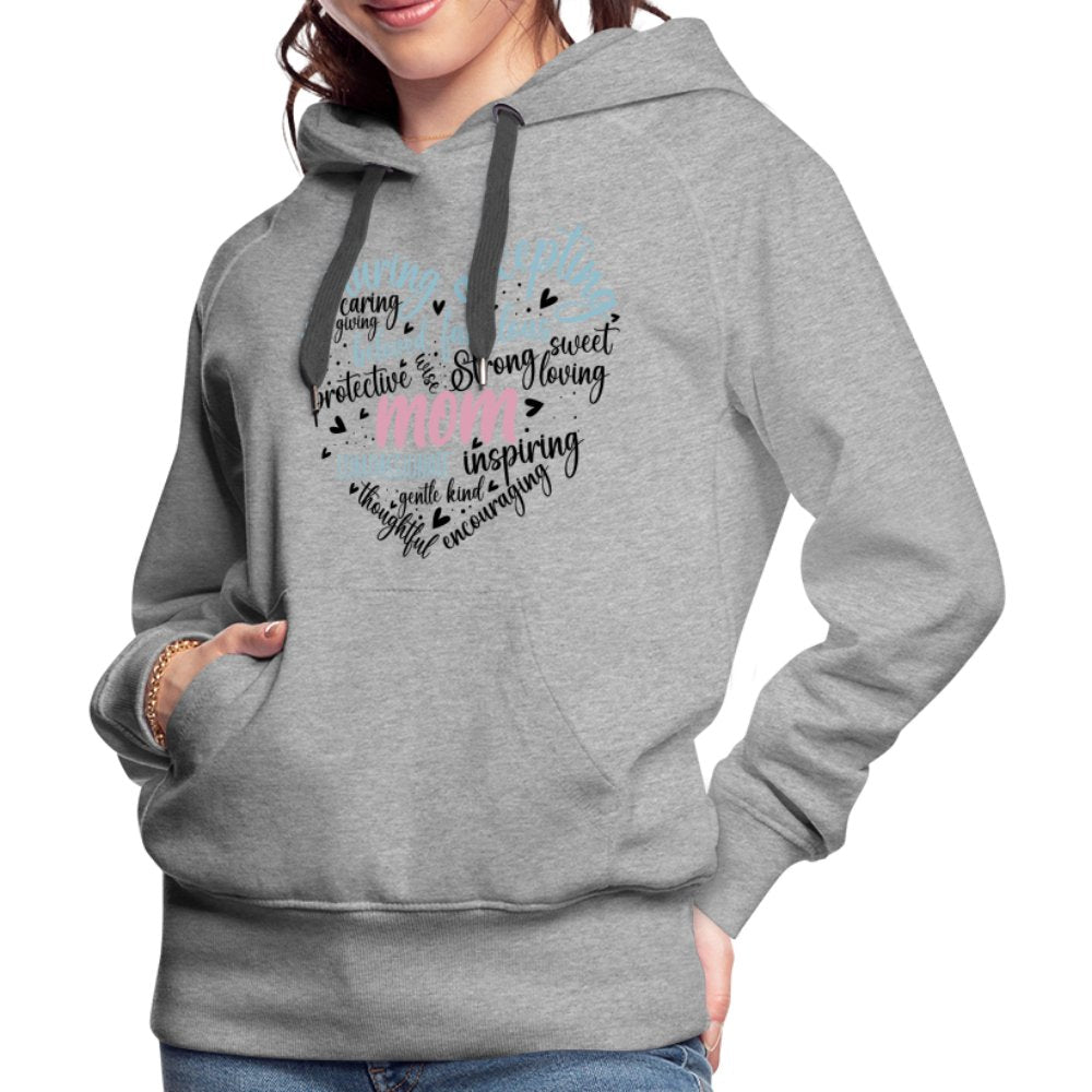 Mom Heart Women’s Premium Hoodie (Word Cloud) - heather grey