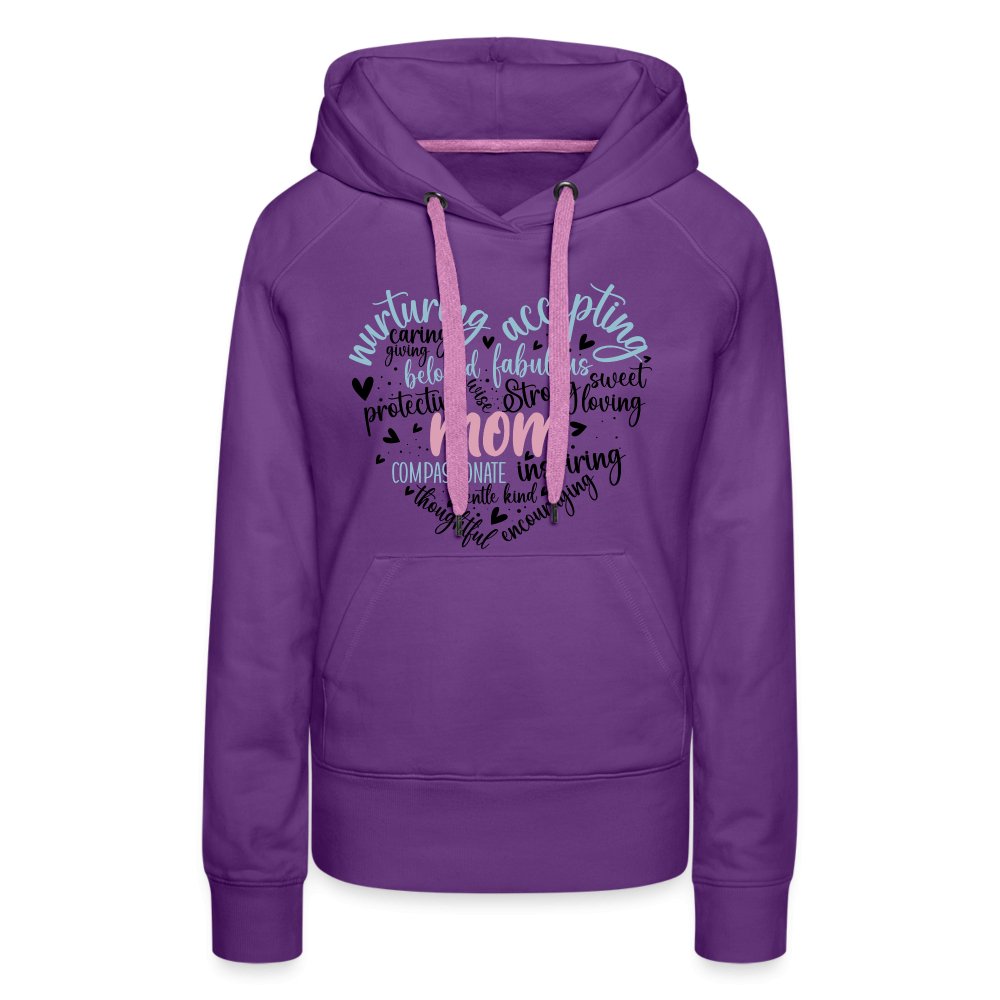 Mom Heart Women’s Premium Hoodie (Word Cloud) - purple