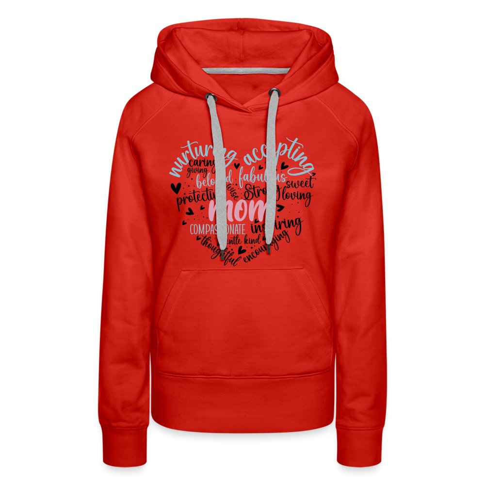 Mom Heart Women’s Premium Hoodie (Word Cloud) - red