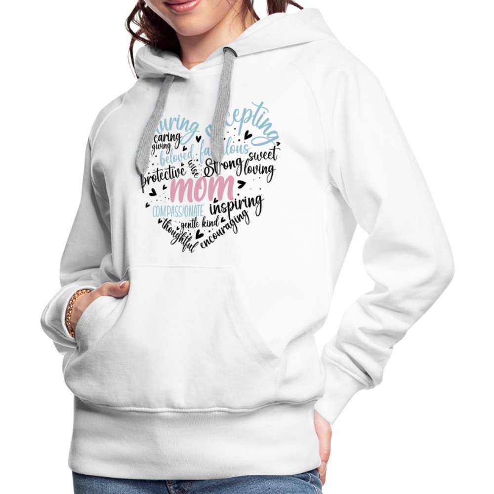 Mom Heart Women’s Premium Hoodie (Word Cloud) - white